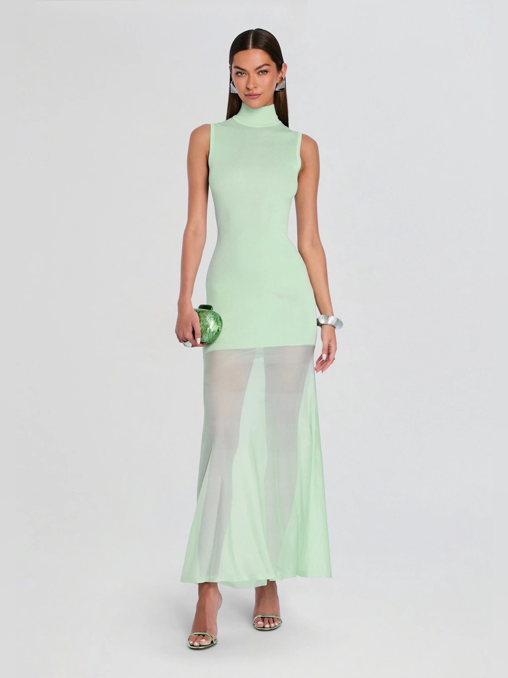 Seroya Amine Knit Maxi Dress In Spearmint Size Xxs Nwt